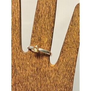 NWT Peyote Orange Gemstone Gold Triangle Setting 925 Silver Ring Size 5.75